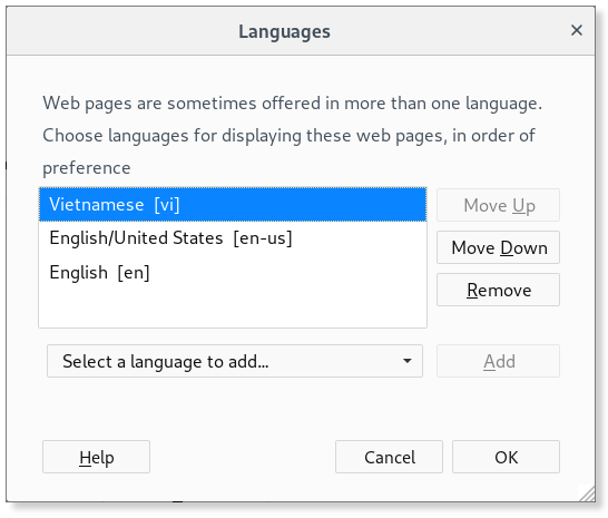 Language setting in Firefox